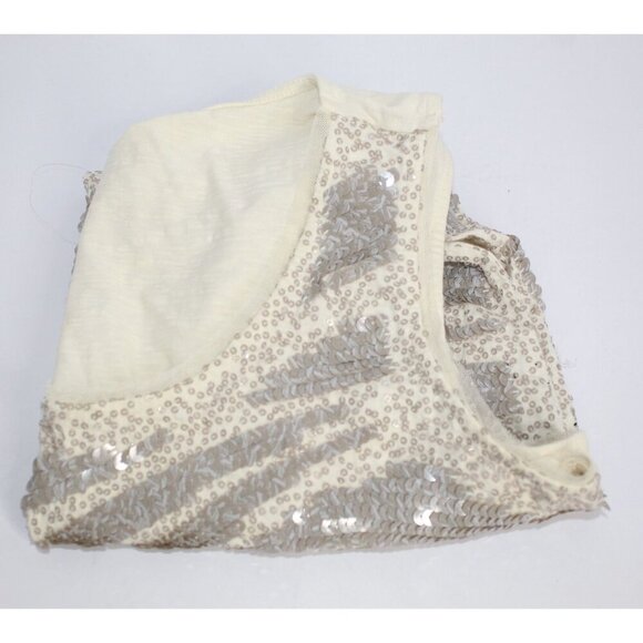 Coldwater Creek Sequin Tank Top Women's M Beige Gray Boho Minimalist Casual - Picture 12 of 13